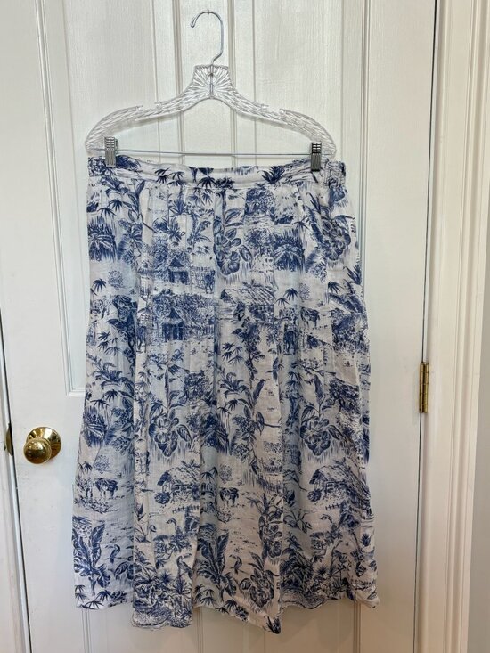 Joie Dresses & Skirts - Joie, Blue/White Tropical Toile Flowy Skirt, Size XL